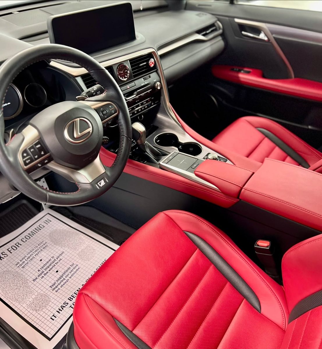 Lexus red leather interior detailed