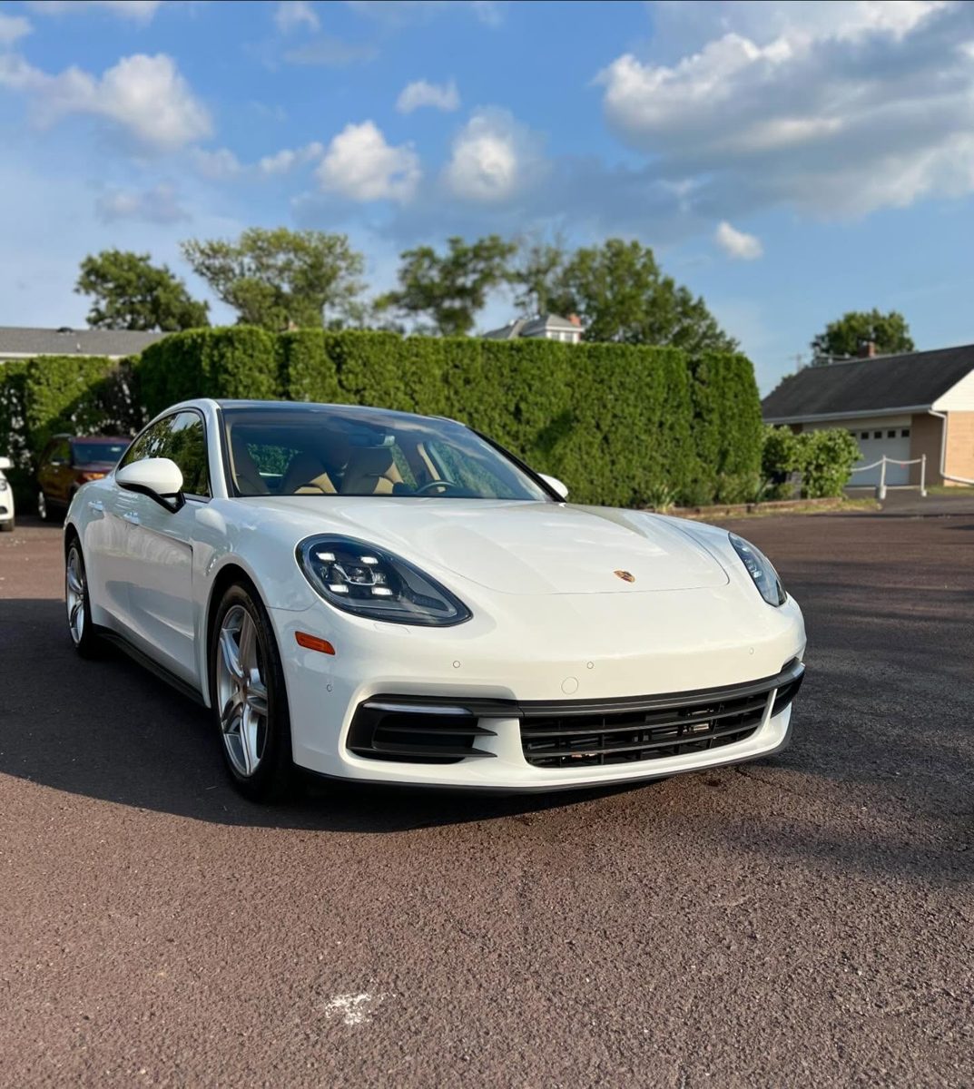 White Porsche Panamera after exterior detail